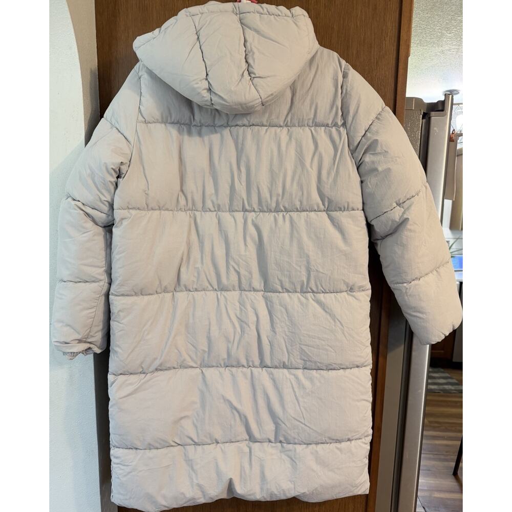 H&M NWT Divided Long Puffer Jacket hooded coat size Medium knee length gray - Picture 3 of 10